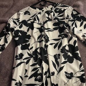 Amazon Women's Black and White Floral Blouse
